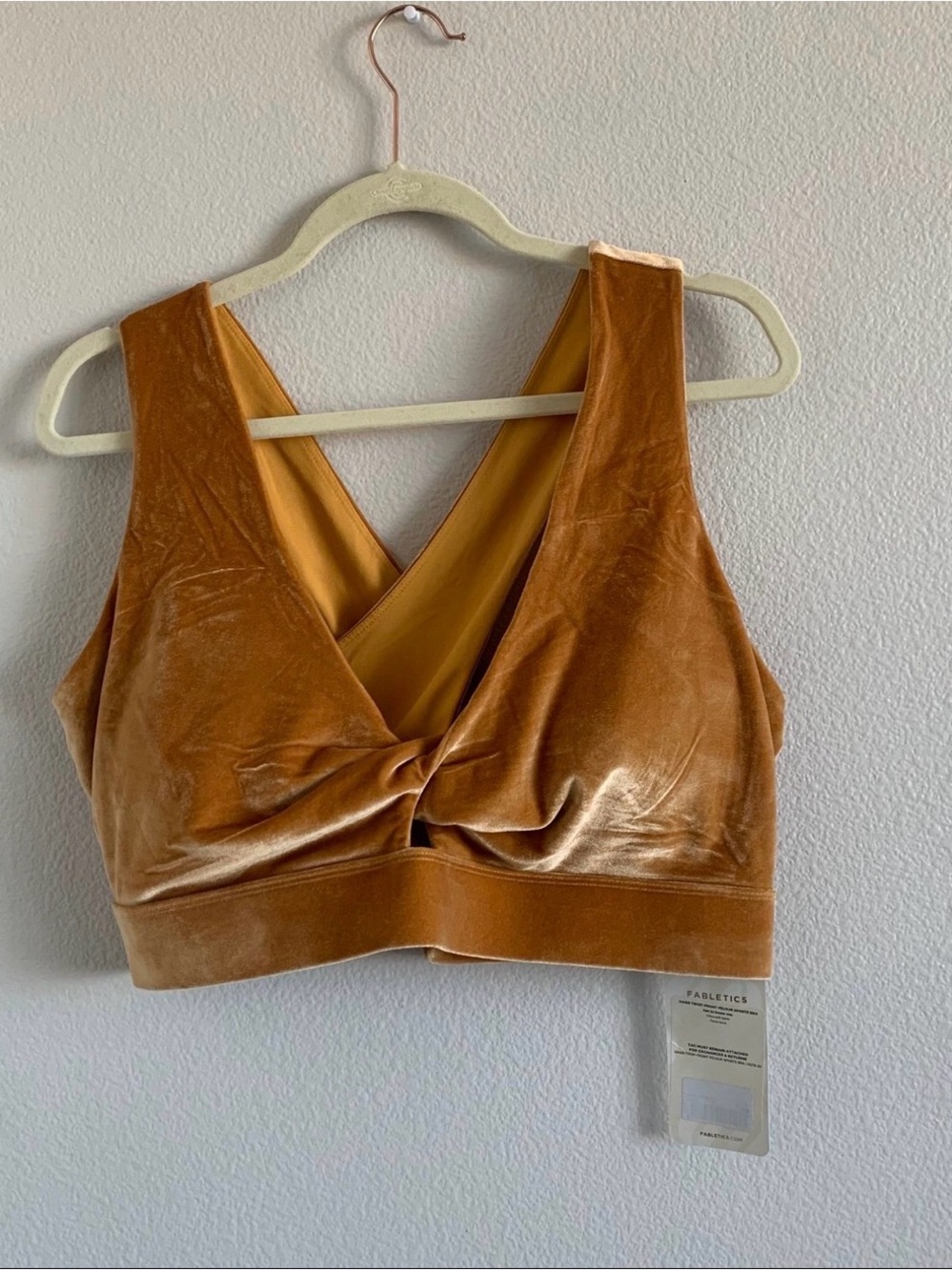 Fabletics Velvet Twist-Front Cropped Tank Top — Caramel